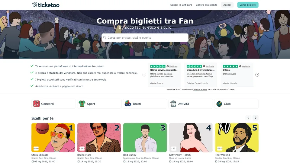 Ticketoo event ticket marketplace screen